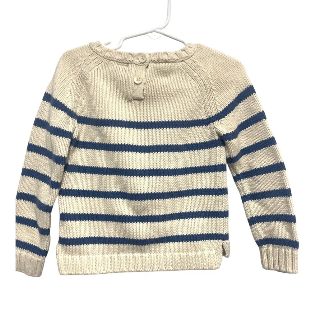 Baby Gap‎ Toddler Cream Blue Stripe Cable Knit Cotton Sweater 4T